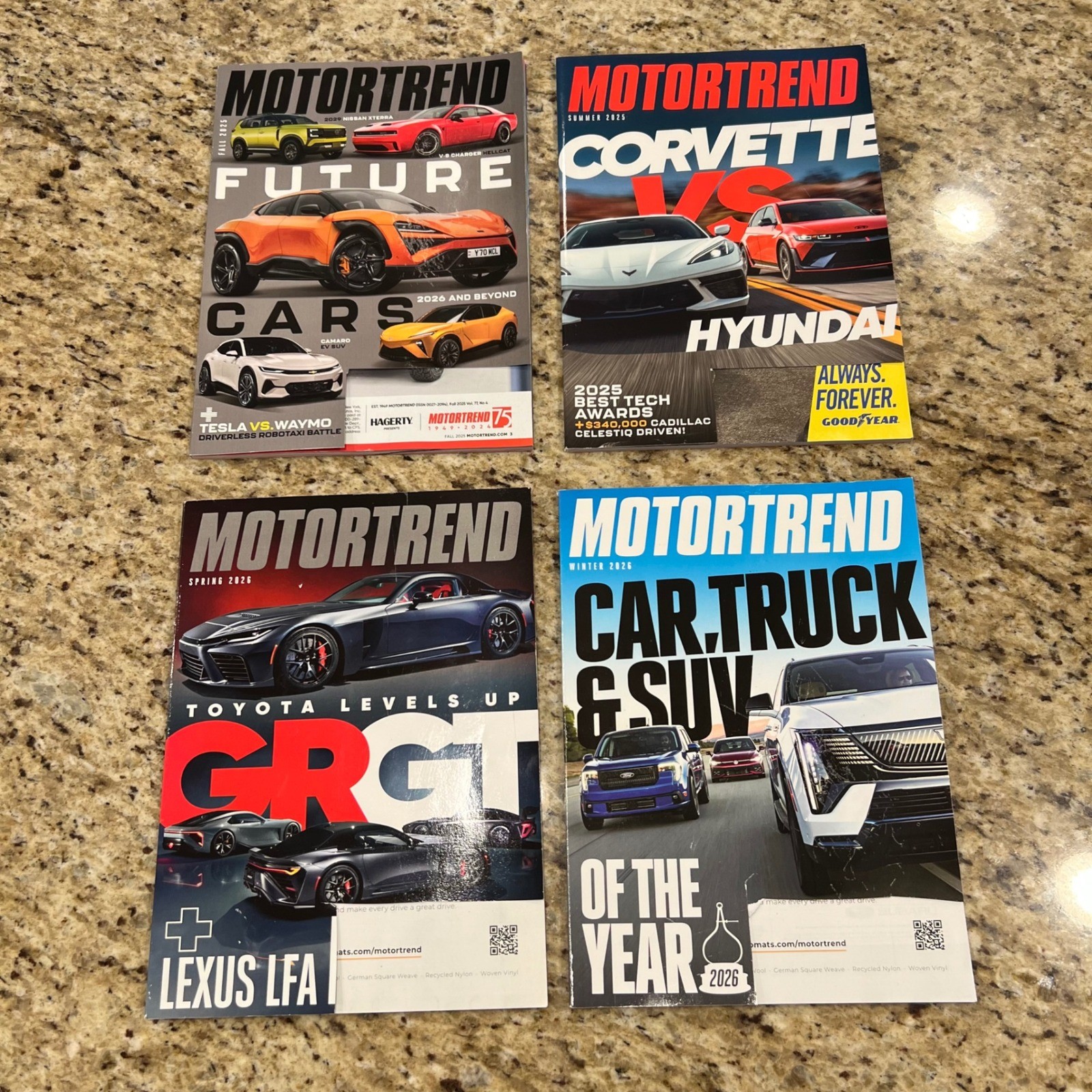 MotorTrend Magazine Lot 4 Issues 2025-2026 Future Cars Corvette Car of the Year