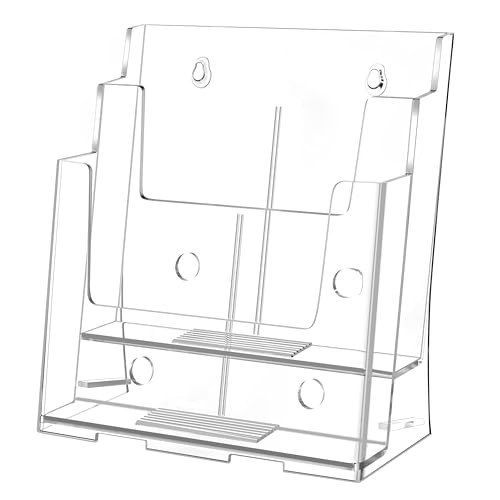 Acrylic Brochure Holder 8.5×11 & 4 x9 Inches, 1 Pack 2-Tier Brochure Holder