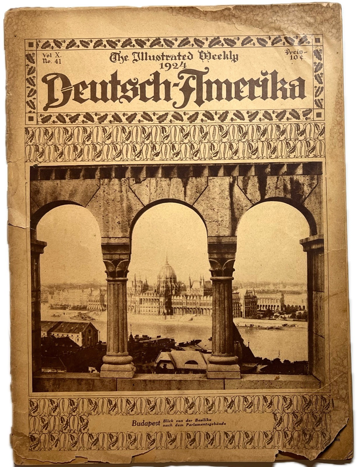 1924 DEUTSCH AMERIKA ILLUSTRATED WEEKLY BUDAPEST COVER GERMAN AMERICANA MAGAZINE