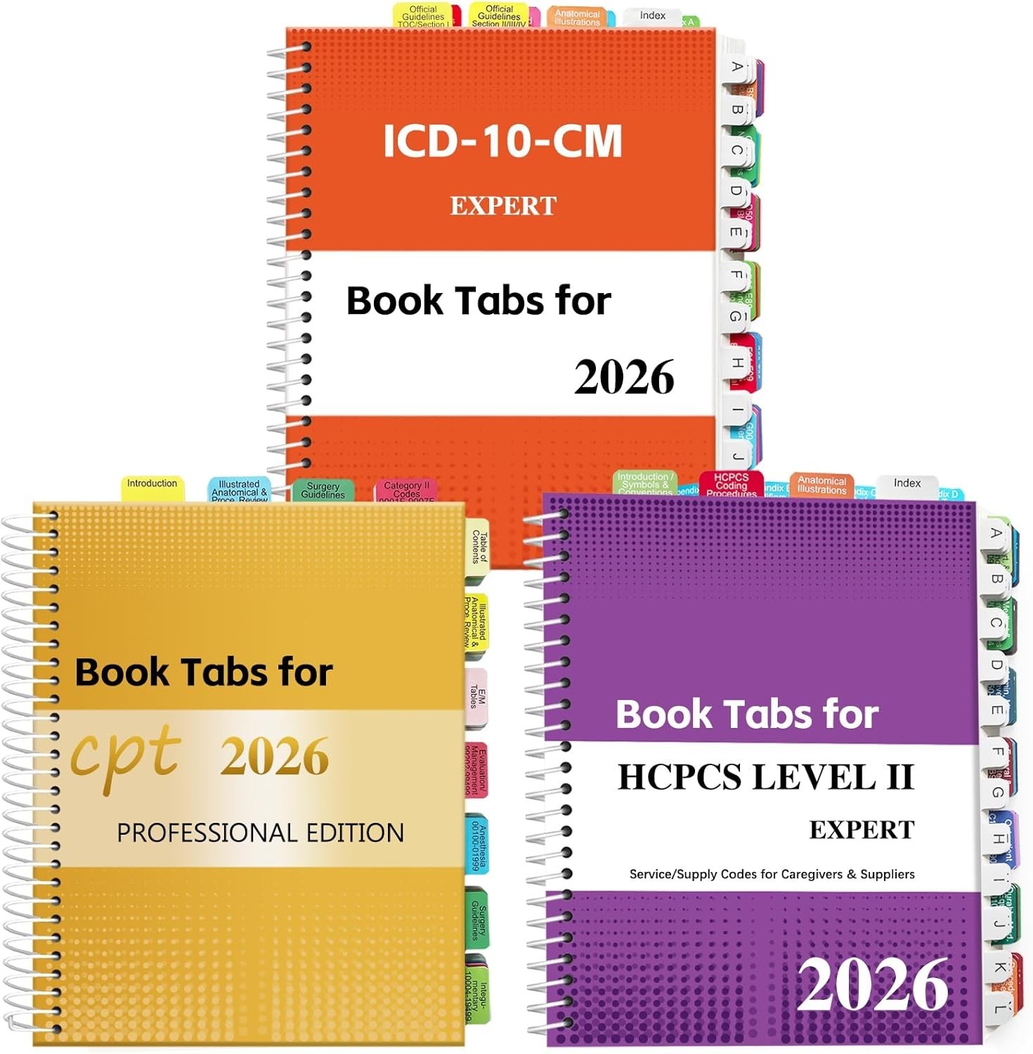 Index Tabs for CPT, AAPC Version ICD-10-CM & HCPCS Level II 2026, 3 Set Bundl…