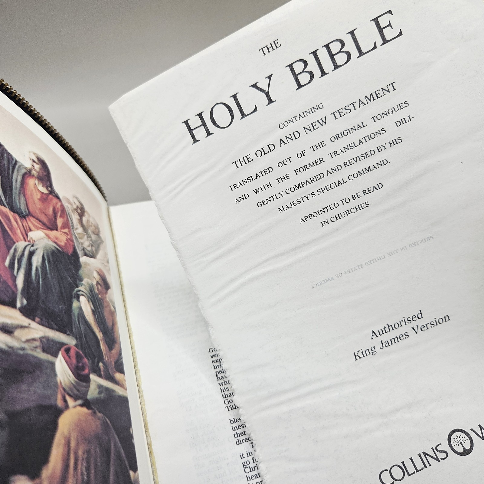 Holy Bible Red Letter KJV Collins 222CZ Zipper Close Masonic