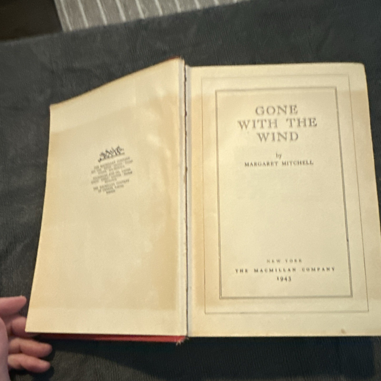 The Macmillan Company Margaret Mitchell Gone With the Wind Hardcover 1943