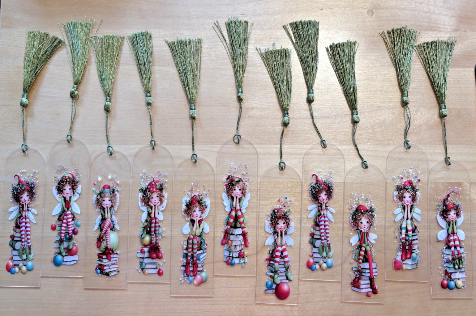 Fairy Christmas Boomarks Handmade Acrylic 5.75″ x 1.75″ – 11pc SET – NEW #B1101