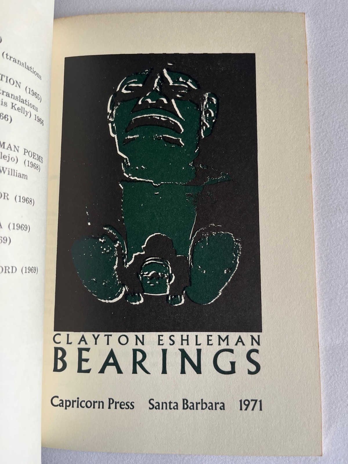 Clayton ESHLEMAN / House of Okumura, 1969, Bearings 1971 Capricorn Press poetry