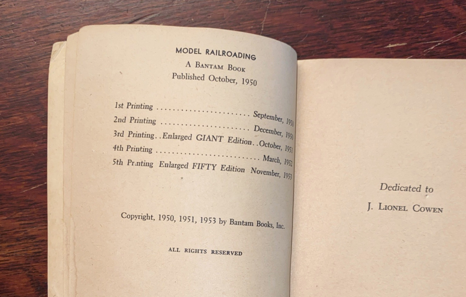 Model Railroading Bantam the 5th printing of the 3rd Enlarged Fifty Edition 1953