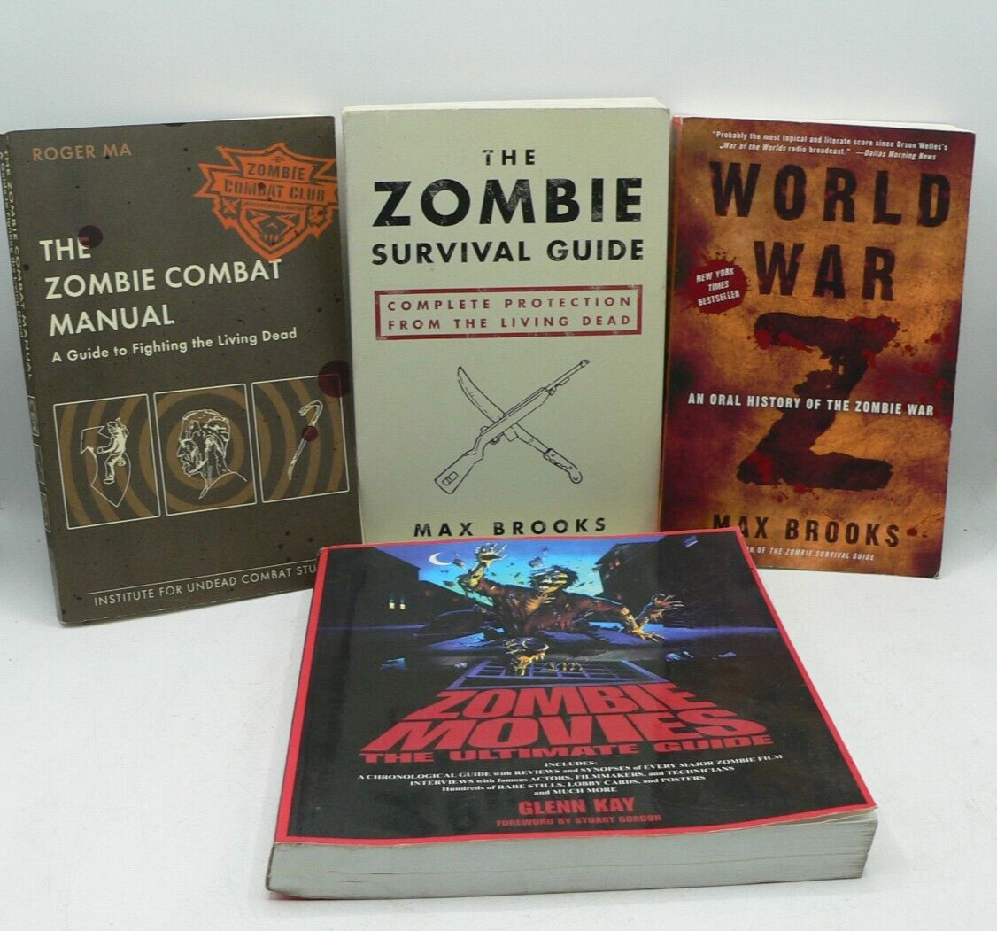 Lot of 4 Zombie Books: Zombie Combat/Zombie Movies/World War Z/Zombie Survival