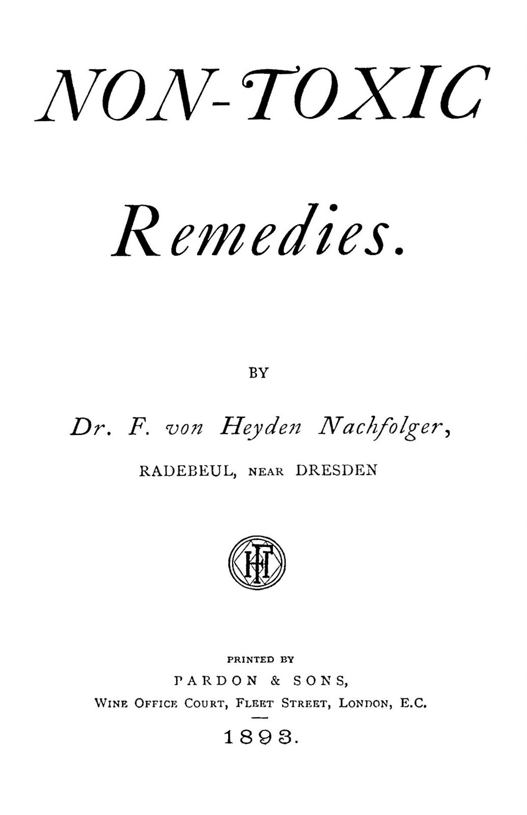 1898 Non Toxic Remedies 38 Pages