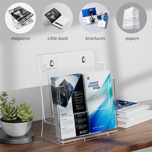 Acrylic Brochure Holder 8.5×11 & 4 x9 Inches, 1 Pack 2-Tier Brochure Holder