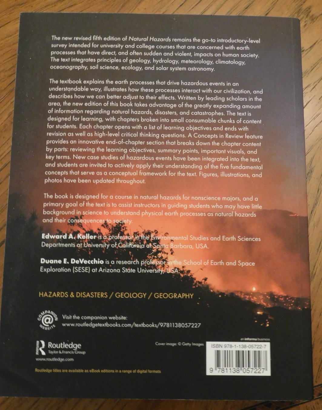 Natural Hazards Textbook, 5th Edition, by Keller & DeVecchio, 642 Pages, VG