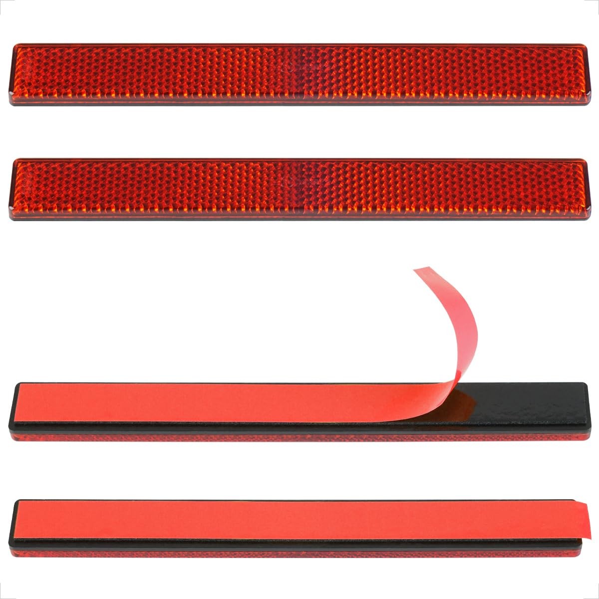 Stick-on Rectangular reflectors Red Safety Reflector 6.53 inch Motorcycle 4 Pcs