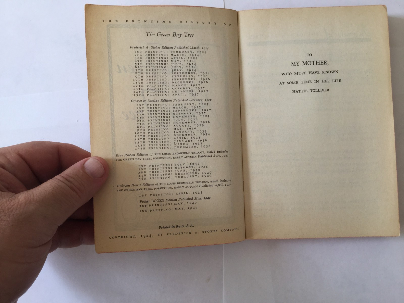 The Green Bay Tree Louis Bromfield Pocket Books 1949 P/B