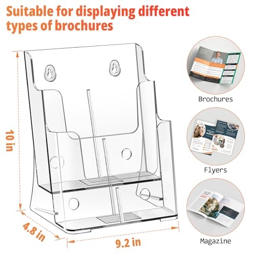 Acrylic Brochure Holder 8.5×11 & 4 x9 Inches, 1 Pack 2-Tier Brochure Holder