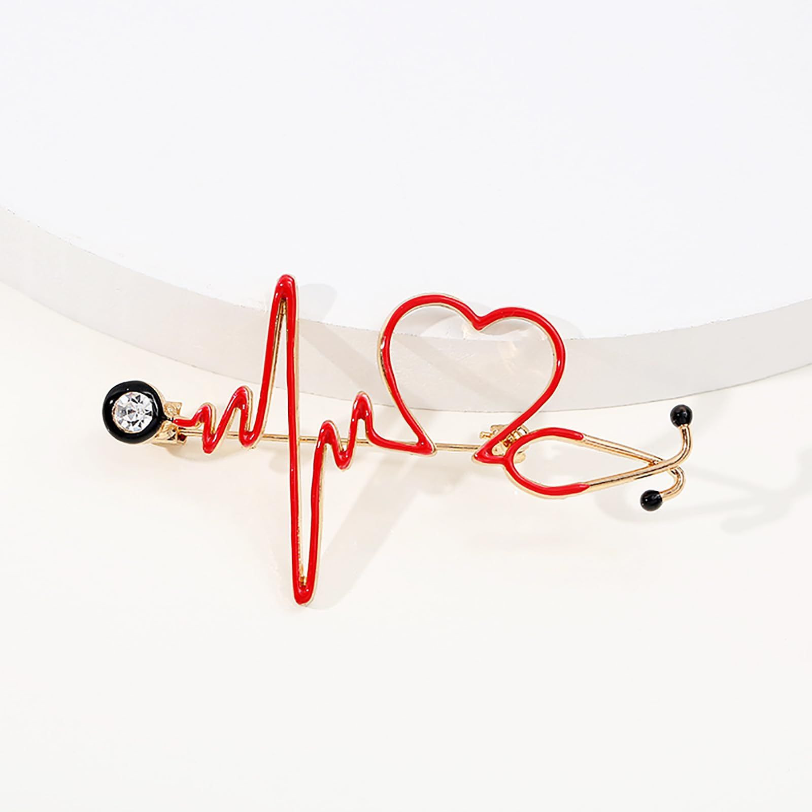 Stethoscope Pins Medical Brooch Nurse Pin Student 2.7inch x 1.2inch, Red