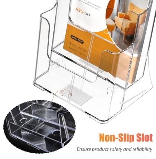 Acrylic Brochure Holder 8.5×11 & 4 x9 Inches, 1 Pack 2-Tier Brochure Holder