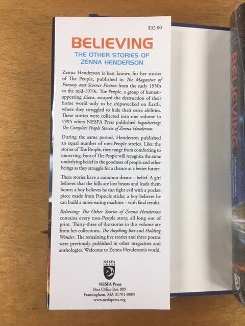 ZENNA HENDERSON ~ BELIEVING: The Other Stories, NESFA Press 2020, 1st, Hardcover
